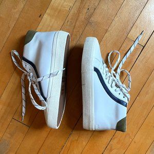 Madewell High-Top Sneakers in Colorblock Suede / White, Olive, Navy / 5 Medium
